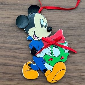 Mickey Mouse Christmas/Holiday Ornament/wood/Vintage/VGC
